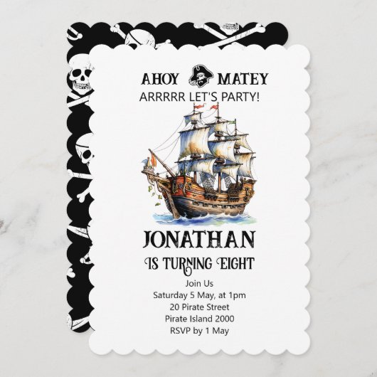 Pirate Party Anniversaire Navire Invitation (Devant / Derrière)