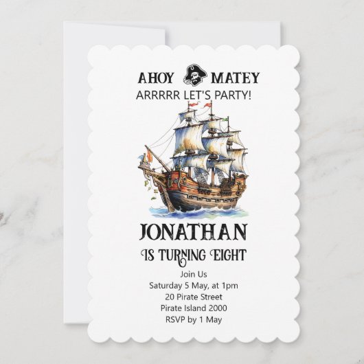 Pirate Party Anniversaire Navire Invitation (Devant)