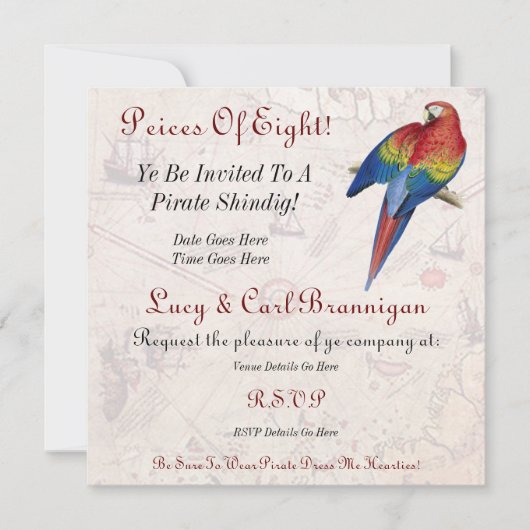 Pirate Party Invitation Kaart (Voorkant)