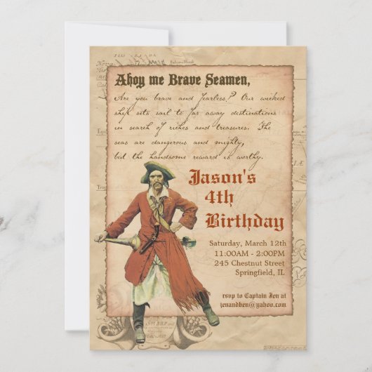 Pirate Party Invitation Kaart (Voorkant)