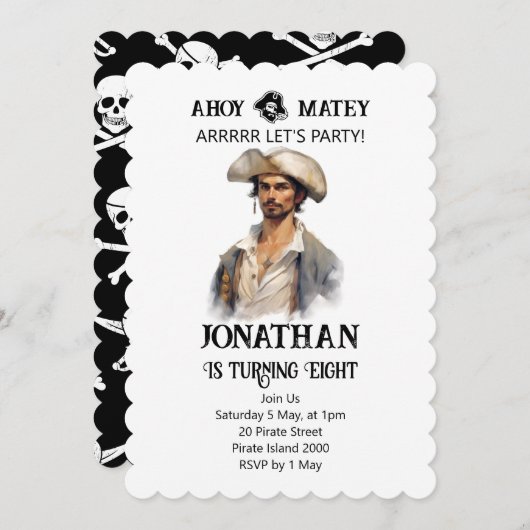 Pirate Party Jongen Verjaardag Uitnodiging (Voorkant / Achterkant)