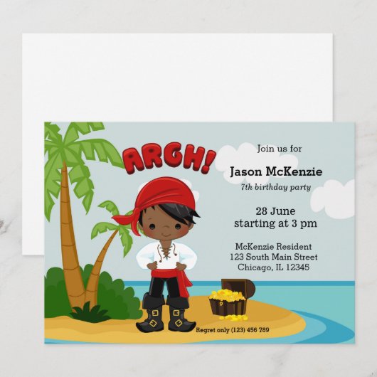 Pirate party kaart (Voorkant / Achterkant)