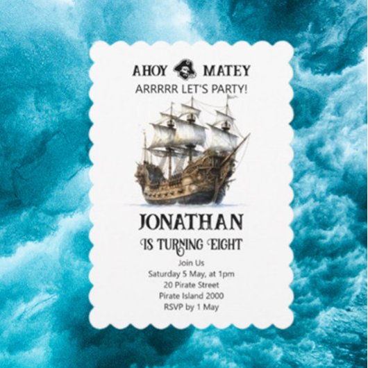 Pirate Party Navire Anniversaire Invitation