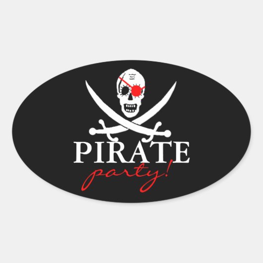 Pirate Party Ovale Sticker (Voorkant)