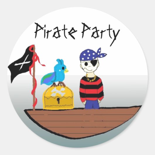 Pirate Party Ronde Sticker (Voorkant)