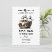 Pirate Party Schip Verjaardag Uitnodiging (Staand voorkant)