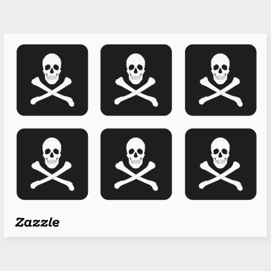 Pirate Party (Skull en Crossbones) (Jolly Roger) Vierkante Sticker (Vel)