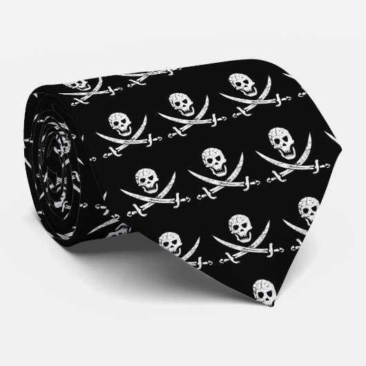 Pirate Pattern Stropdas (Opgerold)
