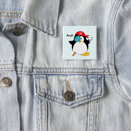 Pirate Penguin Argh! Vierkante Button 5,1 Cm (In situ)