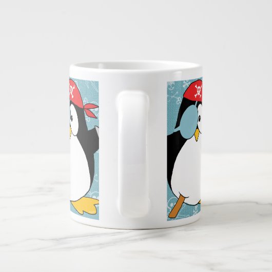 Pirate Penguin Grafisch Patroon Extra Grote Beker (Achterkant)