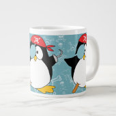 Pirate Penguin Grafisch Patroon Extra Grote Beker (Voorkant rechts)