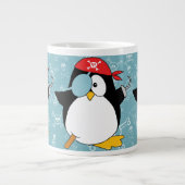 Pirate Penguin Grafisch Patroon Extra Grote Beker (Voorkant)