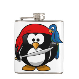 Pirate Penguin met een Red Bandanna en een Parrot Heupfles