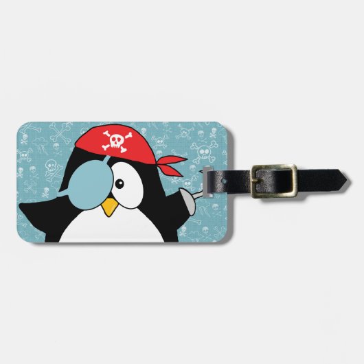 Pirate Penguin Persoonlijk Bagagelabel (Voorkant horizontaal)