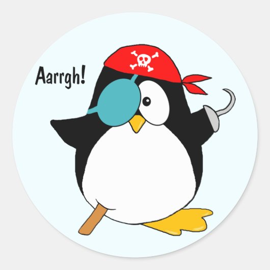 Pirate Penguin Ronde Sticker (Voorkant)