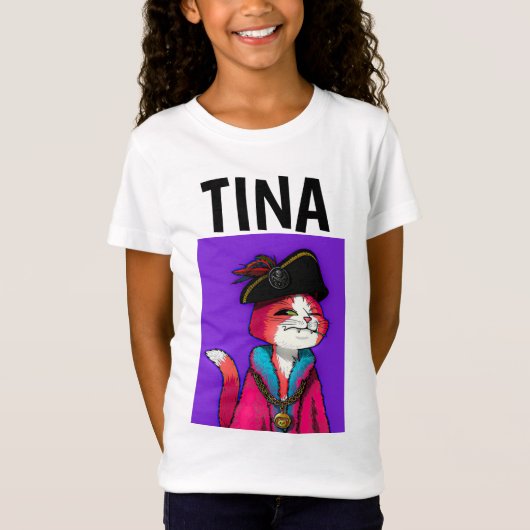 PIRATE PERSONNALISÉE CHAT ENFANTS FILLES T-SHIRTS  (Devant)