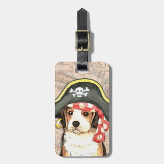 Pirate Pet Beagle Bagagelabel (Voorkant verticaal)