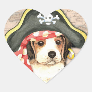 Pirate Pet Beagle Hart Sticker