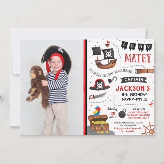  Pirate Photo invitations à la fête d'anniversaire (Devant)