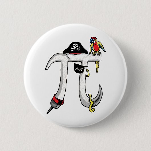 Pirate Pi Day Gear Ronde Button 5,7 Cm (Voorkant)
