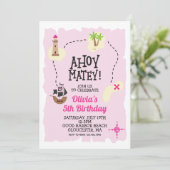 Pirate Pink Carte au trésor Anniversaire Invitatio (Debout devant)