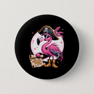 Pirate Pink Flamingo Grappig Halloween Party Kostu Ronde Button 5,7 Cm
