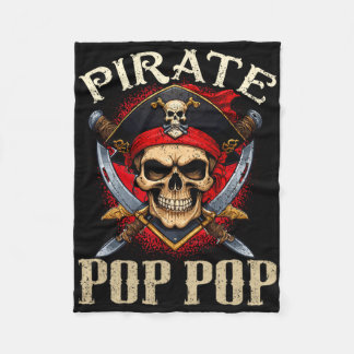 Pirate Pop Pop Skull Jolly Roger Halloween Pirate Fleece Deken