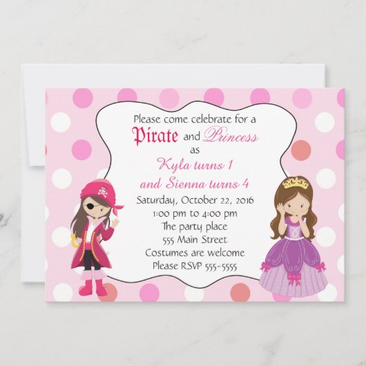 Pirate Princess Girl Birthday Party Invitation (Devant)