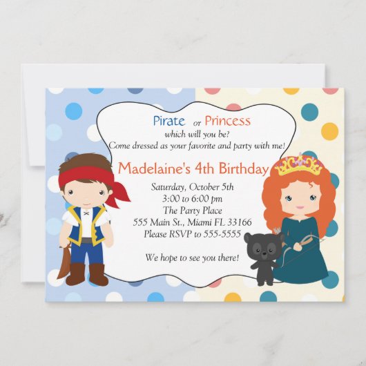 Pirate Princess Invitation Anniversaire de enfant (Devant)