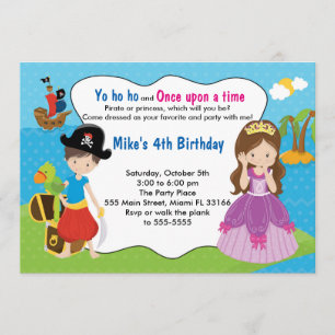 Pirate Princess Invitation Boy Birthday Party Kaart