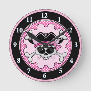 Pirate Princess Kat Skull Ronde Klok