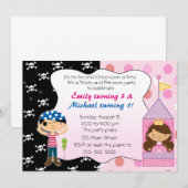 Pirate Princess Kids Verjaardagsfeestje Uitnodigin Kaart (Voorkant / Achterkant)