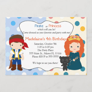 Pirate Princess Uitnodiging Kinderverjaardagsfeest