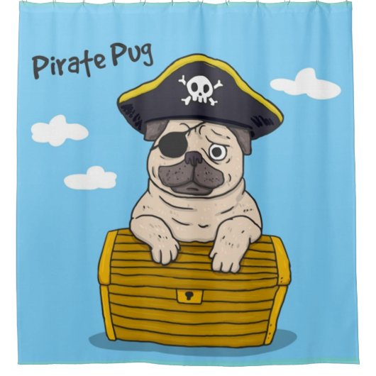 Pirate Pug Douchegordijn (Voorkant)