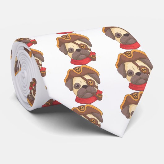 Pirate pug stropdas (Opgerold)