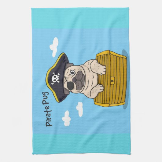 Pirate Pug Theedoek (Verticaal)