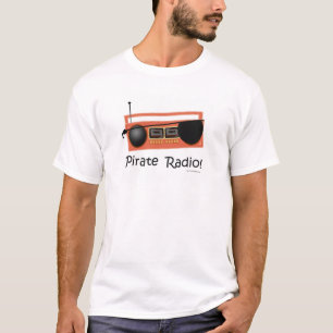 Pirate Radio Funny Cartoon Slogan Design T-shirt