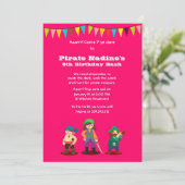 Pirate rose Anniversaire fête Invitation personnal (Debout devant)