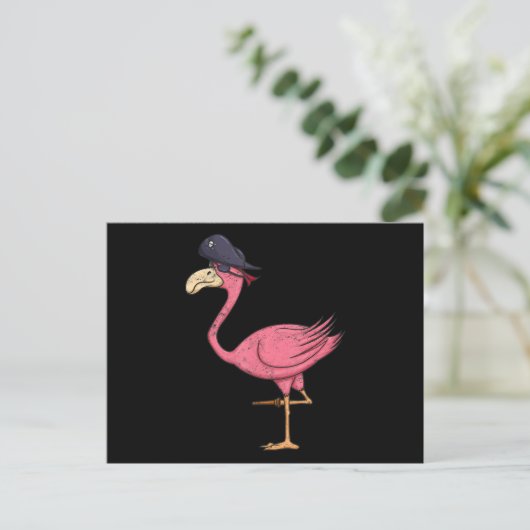 Pirate roze flamingo met epatch halloween aankondigingskaart (Staand voorkant)