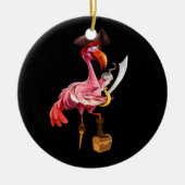 Pirate Roze Flamingo Party Meisjes Ooglapje Hallow Keramisch Ornament (Voorkant)