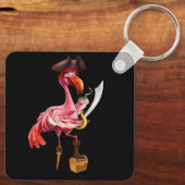 Pirate Roze Flamingo Party Meisjes Ooglapje Hallow Sleutelhanger (Achterkant)