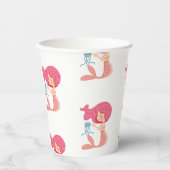 Pirate roze mermaids papieren bekers (Voorkant)