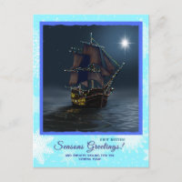 Pirate Sailing Ship Kerstmis Nautische Oceaan kaar