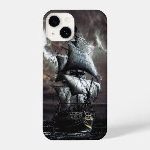 Pirate Sailing Ship Night Stormy Skies iPhone 14 Hoesje