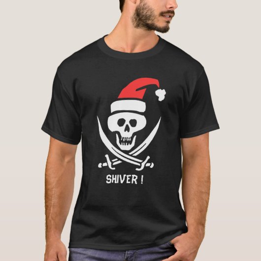 Pirate Santa bewerk tekst T-shirt (Voorkant)