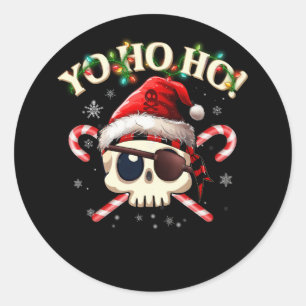 Pirate Santa Skull Crossbones Candy Cane Kerstmis Ronde Sticker