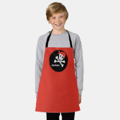 Pirate schedel Cool Custom Rood Zwart Kinder Monog Schort (Gedragen)