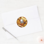 Pirate schedel crossbones schatkaart scroll ronde sticker (Envelop)