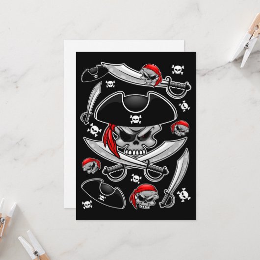 Pirate schedel met gekruiste sabels kaart (Voorkant / Achterkant in situ)