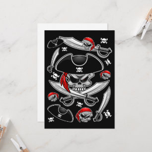 Pirate schedel met gekruiste sabels kaart